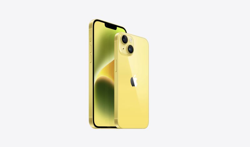 ▲iPhone 14和iPhone 14 Plus推出新款「黃色」，台灣與全球同步，將於3/10展開預購，3/14開始供貨。(圖／官方提供)