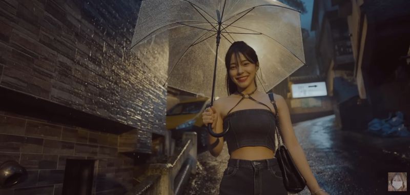 ▲李多慧在個人YouTube頻道上傳分享21分鐘的VLOG，畫面為她在台灣九份老街雨中漫步。（圖／翻攝李多慧YouTube）