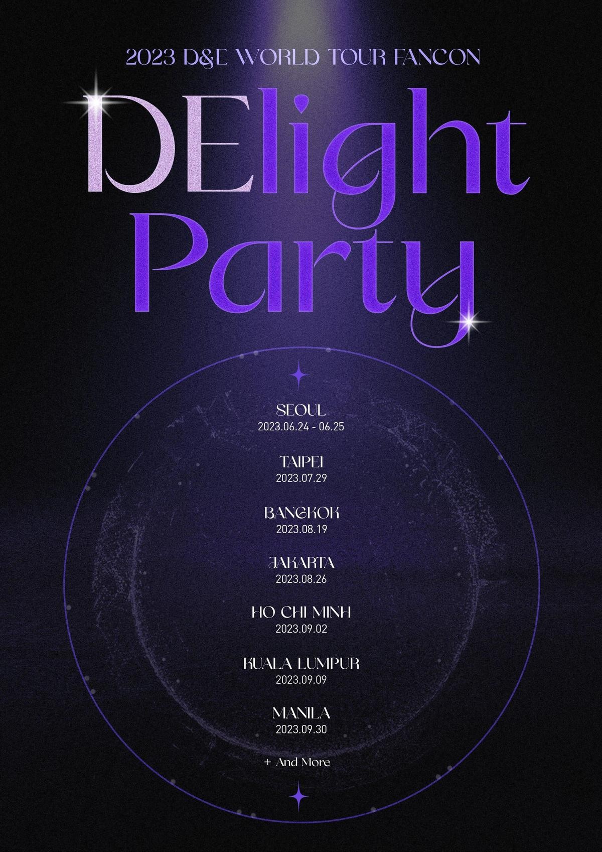 D&E WORLD TOUR FANCON - [DElight PARTY]巡演行程今首度曝光。（翻攝自D&E官方Twitter）