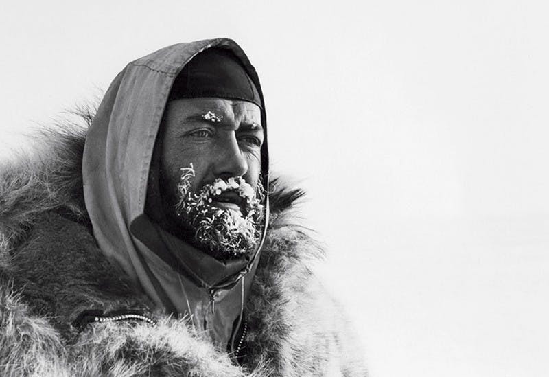 Explorer Sir Wally Herbert in the early stages of his Arctic crossing, February 1968.