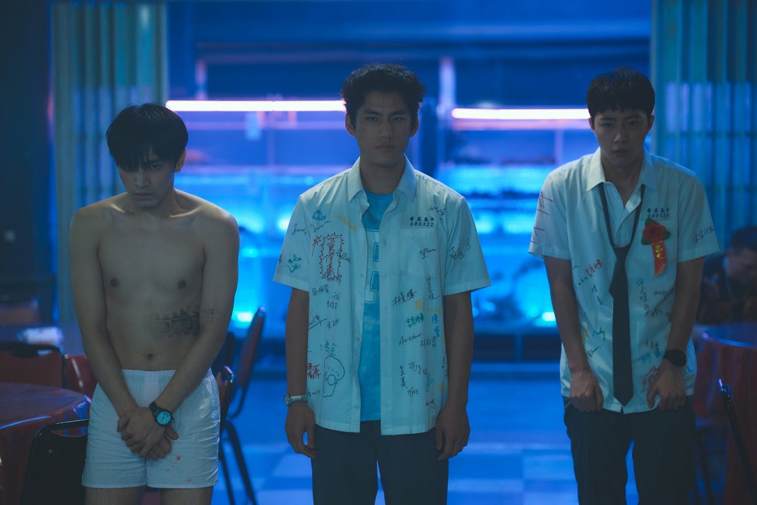蔡凡熙（右起）、朱軒洋、宋柏緯在《黑的教育》各自展現不同面向的好演技。(禾豐九路