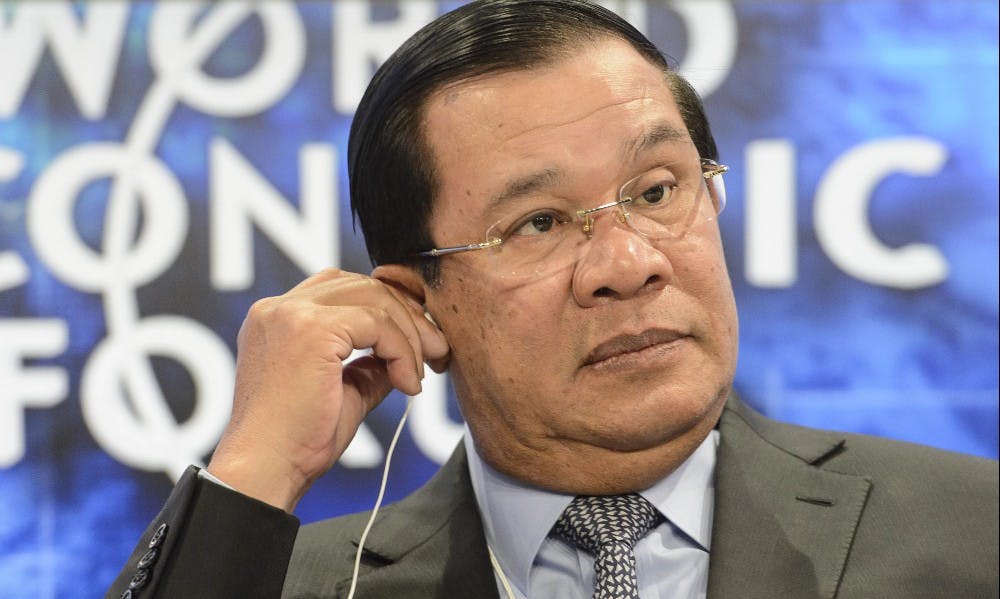 柬埔寨總理洪森上週赴瑞士參加世界經濟論壇。