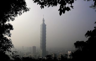 The Taipei 101 building is seen in hazy weather