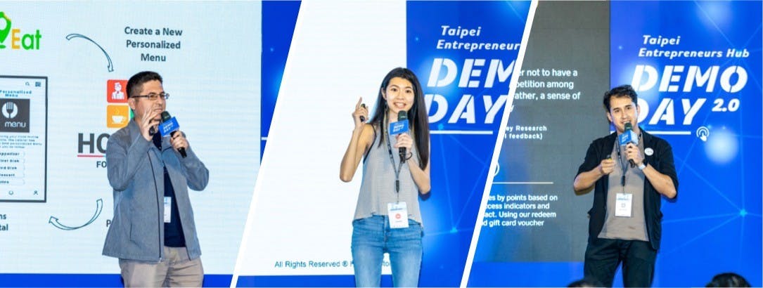 TEH Demo Day 2.0. ESG Technology teams t: Choose-Eat, Hepta Protocol and Tsunagaru Edutech.