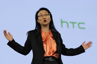 王雪紅 HTC Chairwoman Cher Wang, speaks to guests after the launch of three new products - the HTC desire eye smartphone, RE camera and RE eye experience software - during a presentation in New York