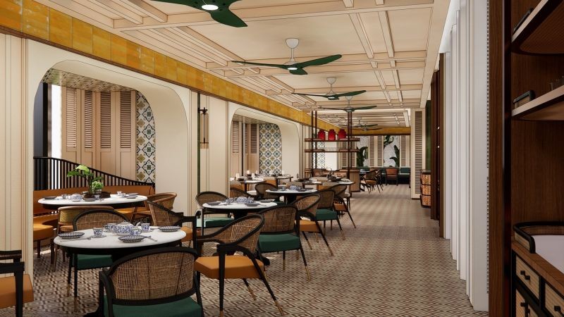 ▲好客餐廳明日將開幕，餐廳內的空間設計和氛圍走新加坡殖民風格。（圖／高雄洲際酒店提供）