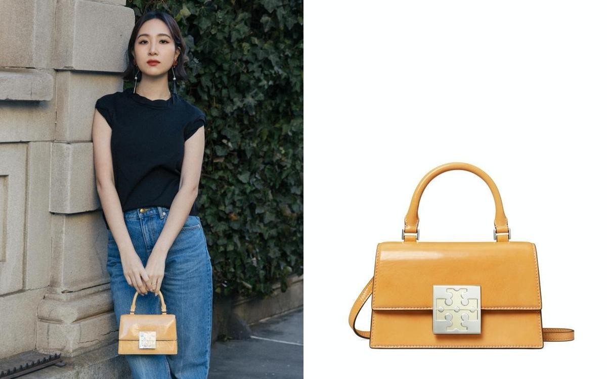 Melinda的同款Bon Bon淺芒果黃色迷你手提包。NT$17,900（TORY BURCH提供）