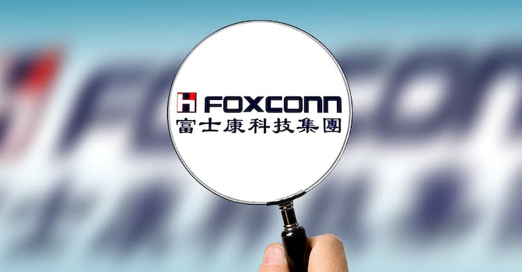 SUQIAN, CHINA - OCTOBER 31, 2022 - Financial illustration: Foxconn, Suqian City, Jiangsu Province, China, Oct 31, 2022. (Photo credit should read CFOTO/Future Publishing via Getty Images)