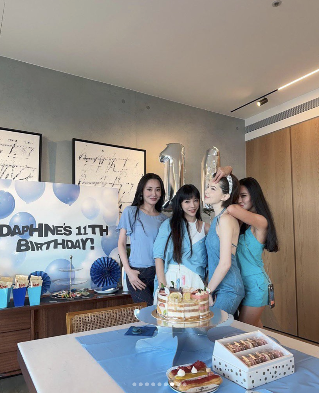 Elin（右）為女兒舉辦11歲生日宴，許瑋甯、李靚蕾受邀參加。（翻攝elin22 IG）