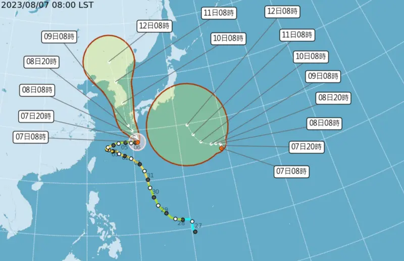 ▲氣象局表示，日本東南方海域的熱帶性低氣壓稍早已經出現，預計18小時就有機會增強為輕度颱風「蘭恩」。（圖／翻攝中央氣象局官網）