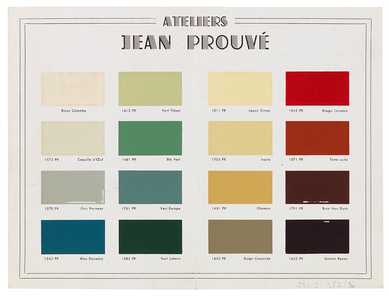 Prouvé 於「Ateliers Jean Prouvé」時期所開發出的色票。