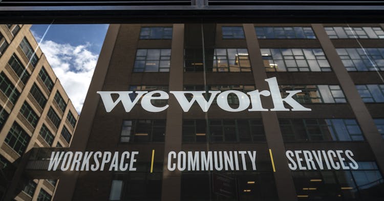 NEW YORK, NY - SEPTEMBER 13:  A WeWork office facility stands in the DUMBO neighborhood in the Brooklyn borough of New York City on September 13, 2019. WeWork has chosen to list their IPO on the Nasdaq with a September 23 trading debut. The company is now considering a valuation of potentially less than $20 billion after being previously valued on the private market for as much as $47 billion. The company has also reduced CEO Adam Neumann's voting power after receiving sharp criticism of their corporate governance. (Photo by Drew Angerer/Getty Images)
