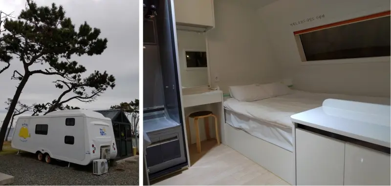 ▲夜宿於浦項沙灘旁的露營車，在舒適溫暖的床上，抬頭便可仰望天上的繁星。（圖／韓中醫療觀光合作中心提供）