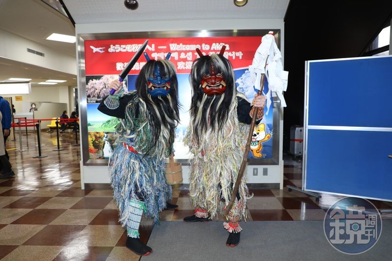 戴著猙獰面具的「生剝鬼」是秋田特殊民俗傳統，在當地旅遊時經常能看見。
