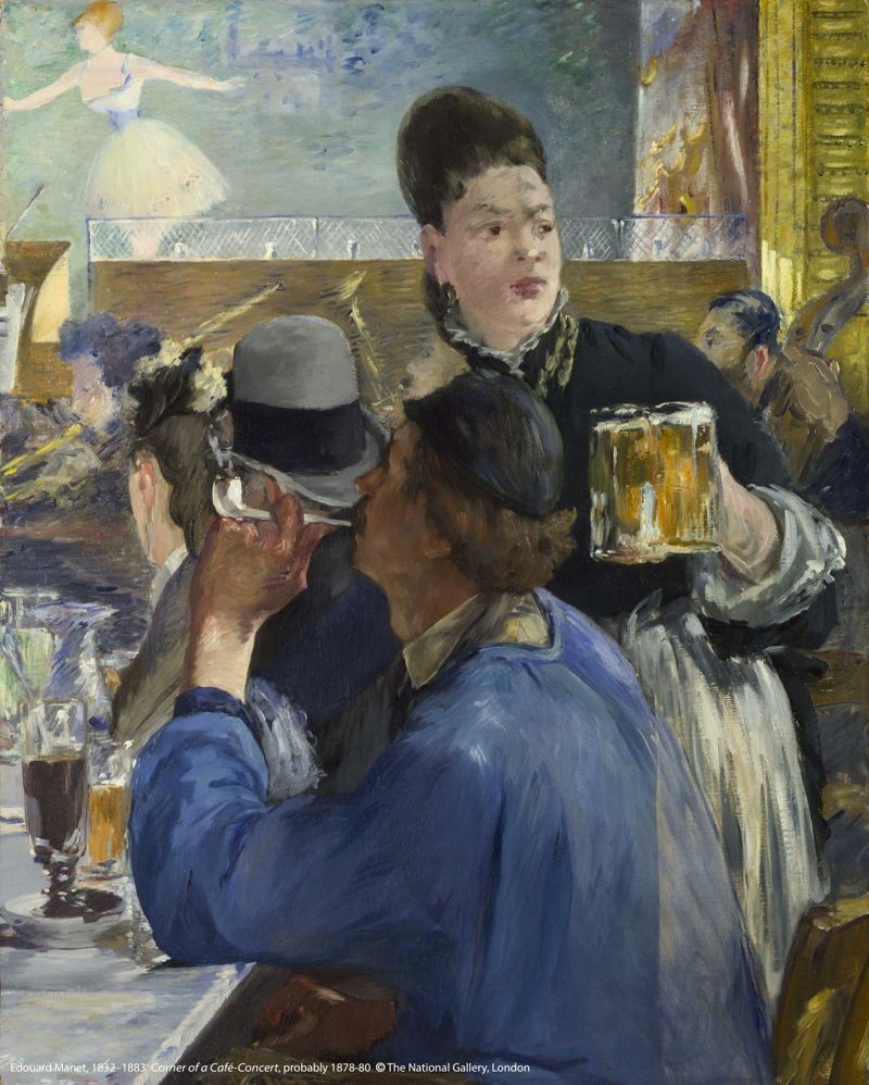 愛德華．馬內（1832-1883）作品〈音樂咖啡廳一角〉，約1878-1880年創作。（圖片版權：英國國家藝廊）