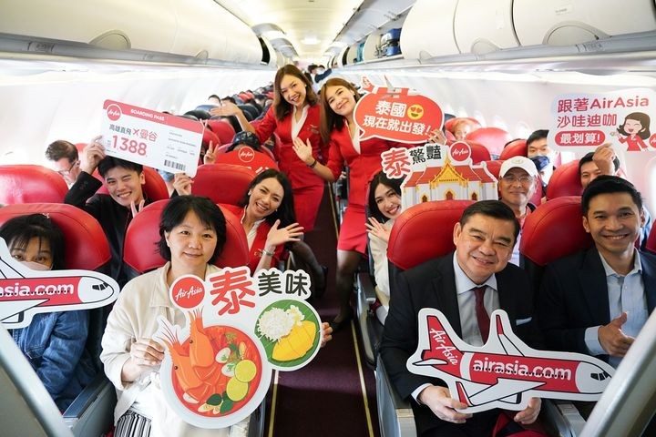 ▲ AirAsia（泰亞航）2/2正式首航「高雄－曼谷」航線，並提供每週四班（週一、三、五及日）服務。　圖： AirAsia ／提供
