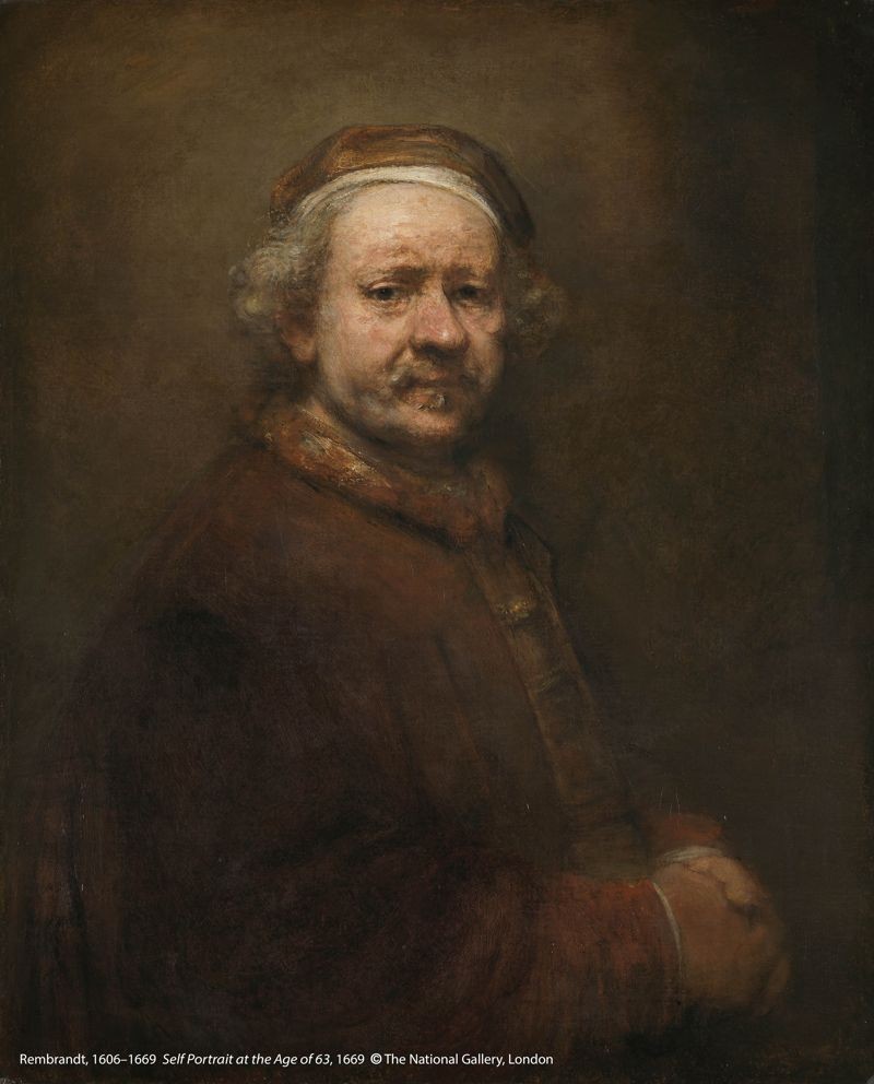林布蘭（1606-1669）作品〈六十三歲自畫像〉，1669年創作。（圖片版權：英國國家藝廊）