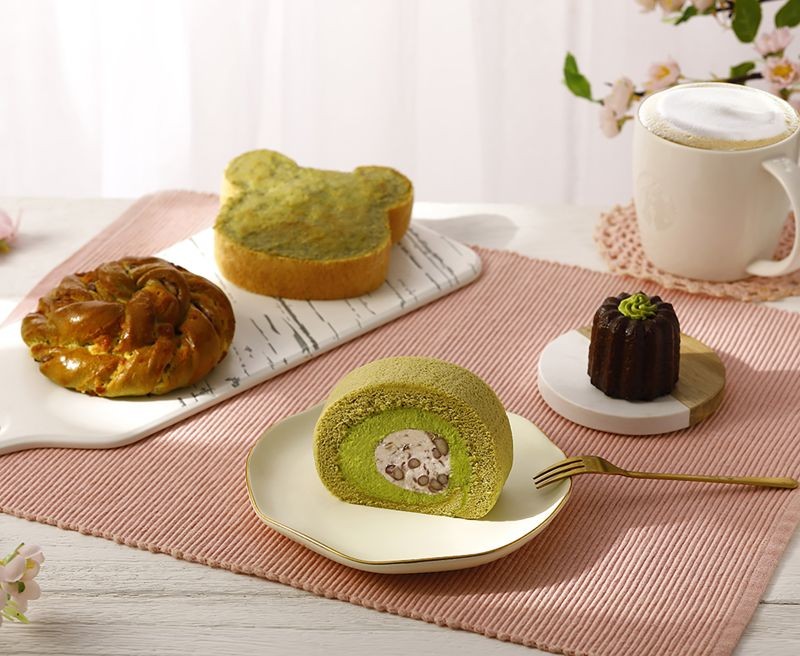 星巴克首次推出「抹茶季」，以完整抹茶系列主題，採用日本抹茶粉推出甜點、麵包以及生義大利麵等5款抹茶系列輕食。（星巴克提供）