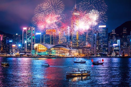 Firework,Show,In,Hong,Kong,Victoria,Harbor
