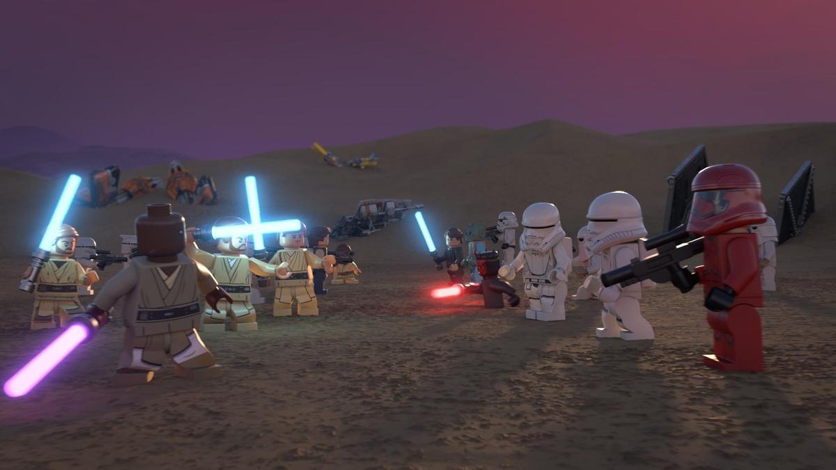 《星際大戰》的眾多角色，通通以Q版的LEGO公仔演出《LEGO星際大戰：聖誕特輯》。（Disney+提供）